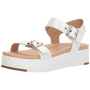 UGG Angie White Patent Leather sport sandal, 8.5